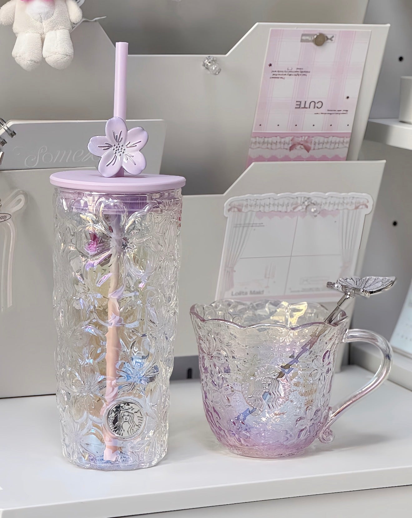 Starbucks Sakura Butterfly Glass Cup