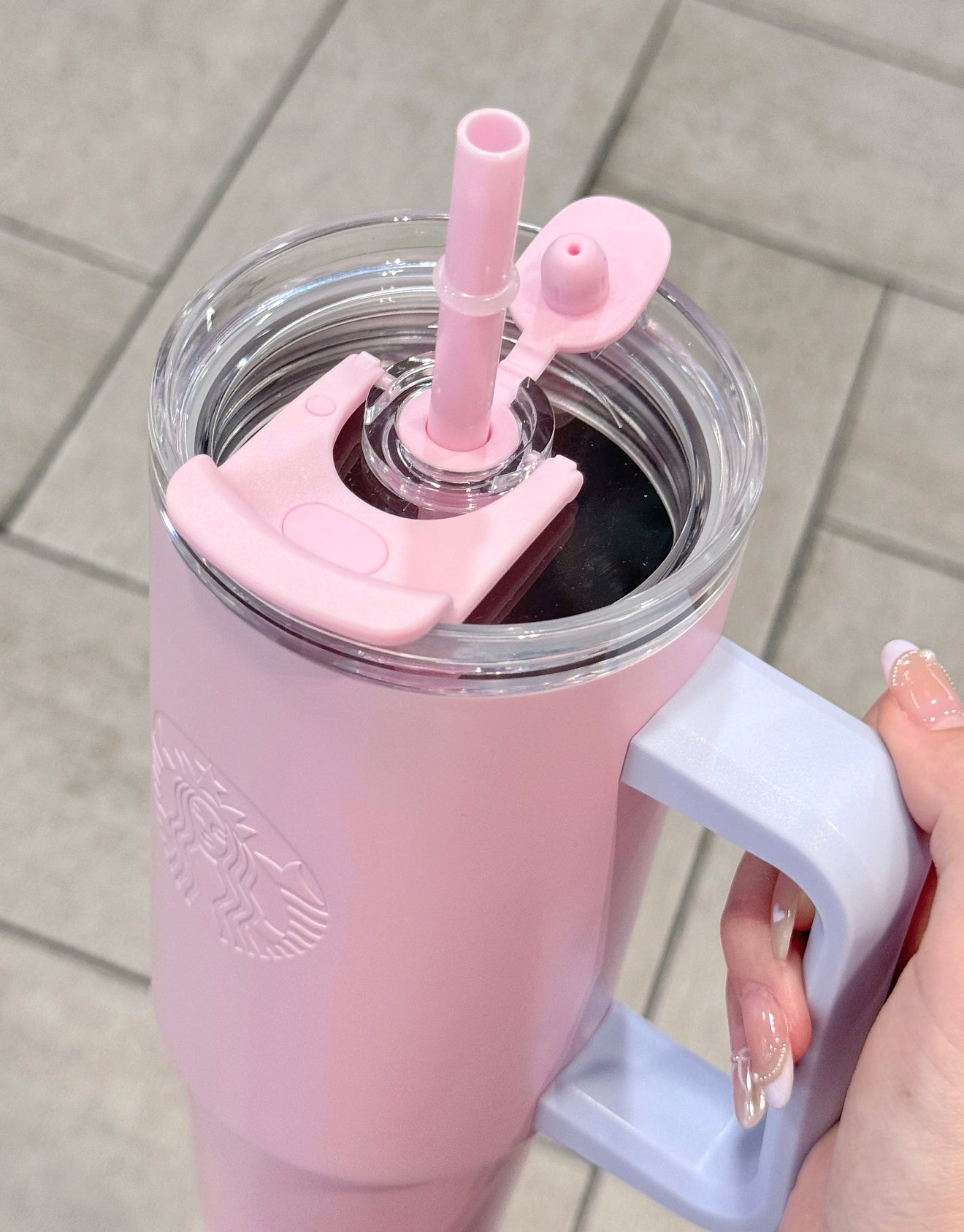 Starbucks Pink Side Handle Blue Flasks