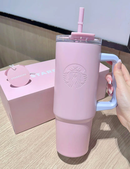 Starbucks Pink Side Handle Blue Flasks