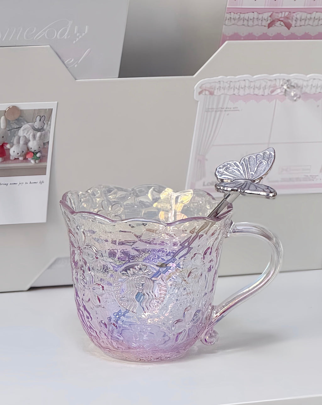 Starbucks Sakura Butterfly Glass Cup