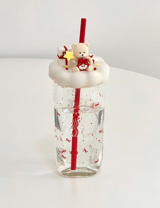 Starbucks Christmas Straw Glass Cup