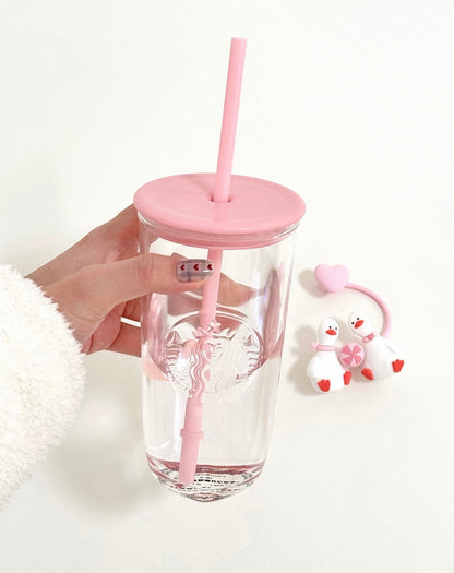 Starbucks Valentines Twin Duck Glass Cup