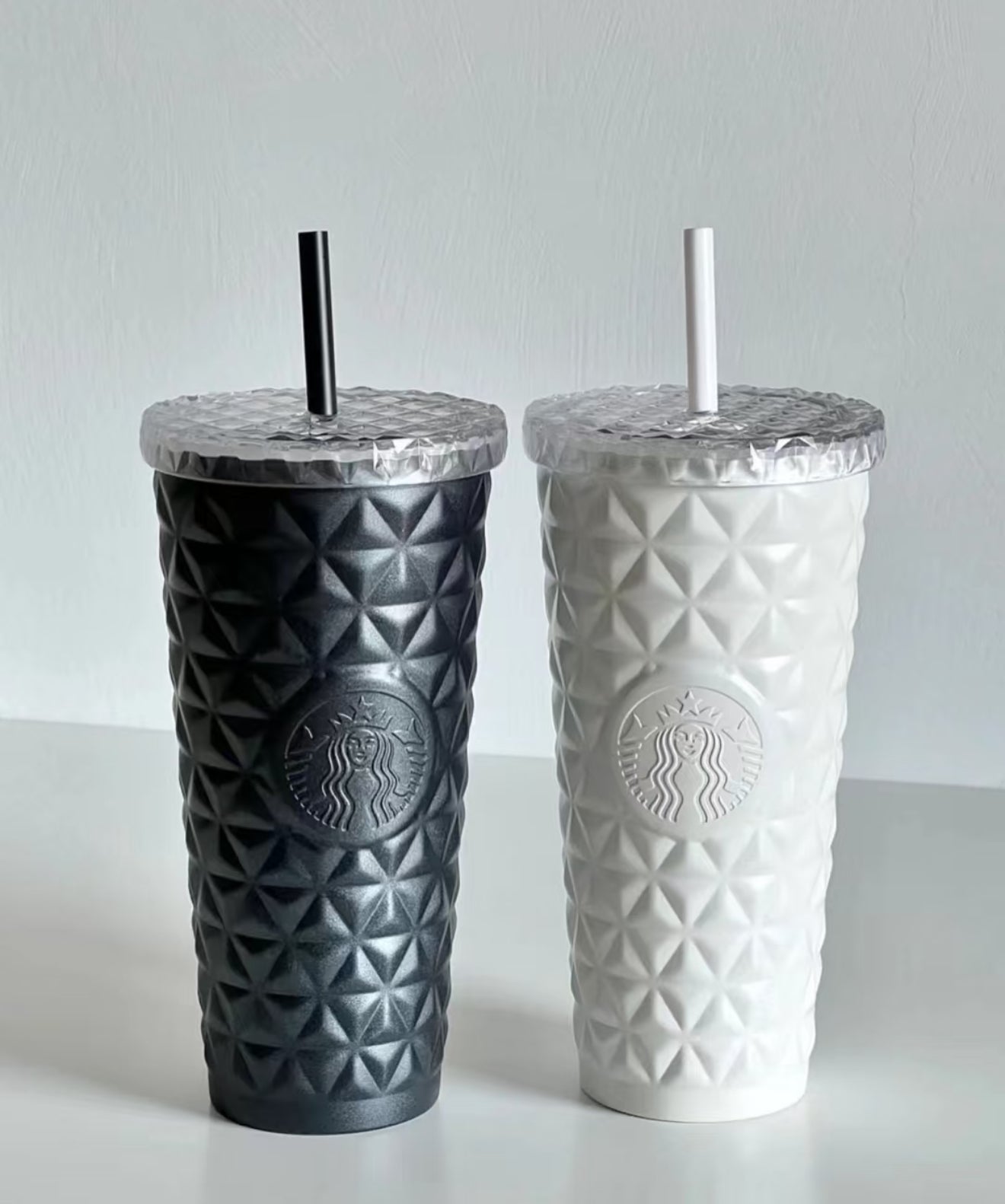 Starbucks Black & White Couple Glass Flasks