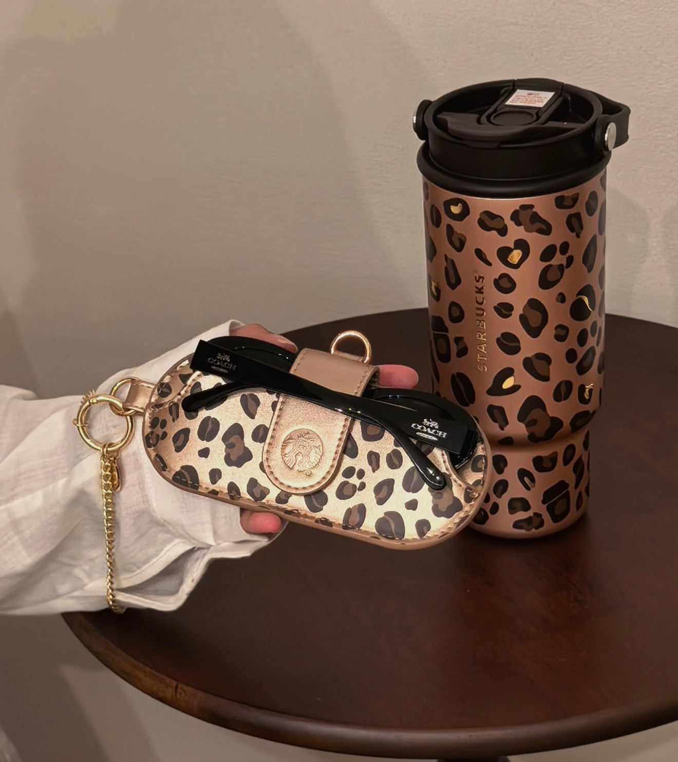 Starbucks Leopard Tumblr with Sunglasses Cover