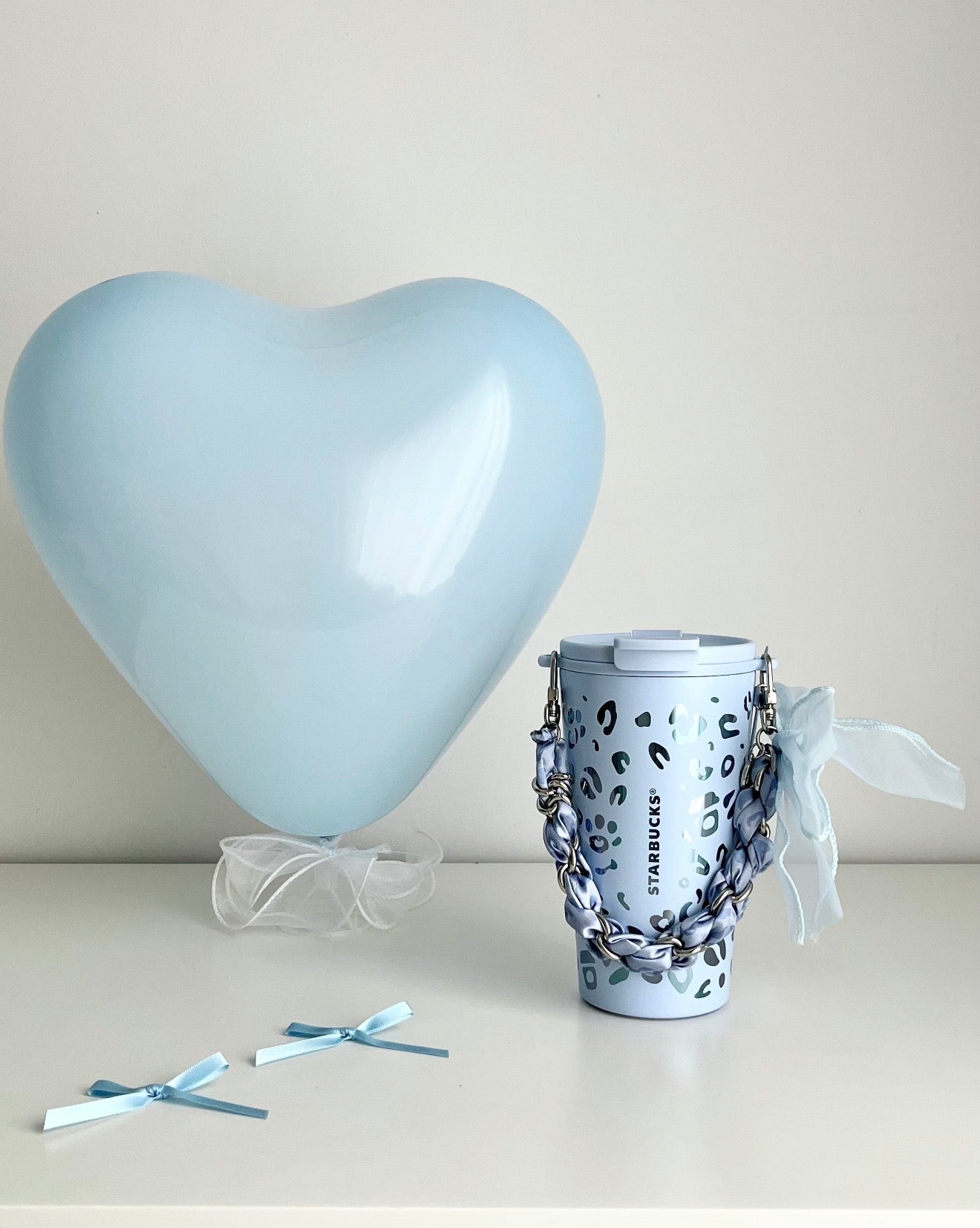 Starbucks Leopard Blue Tumblr with Phone Chain