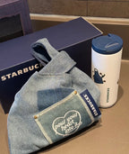 Starbucks Denim Bear Tumblr with Bag
