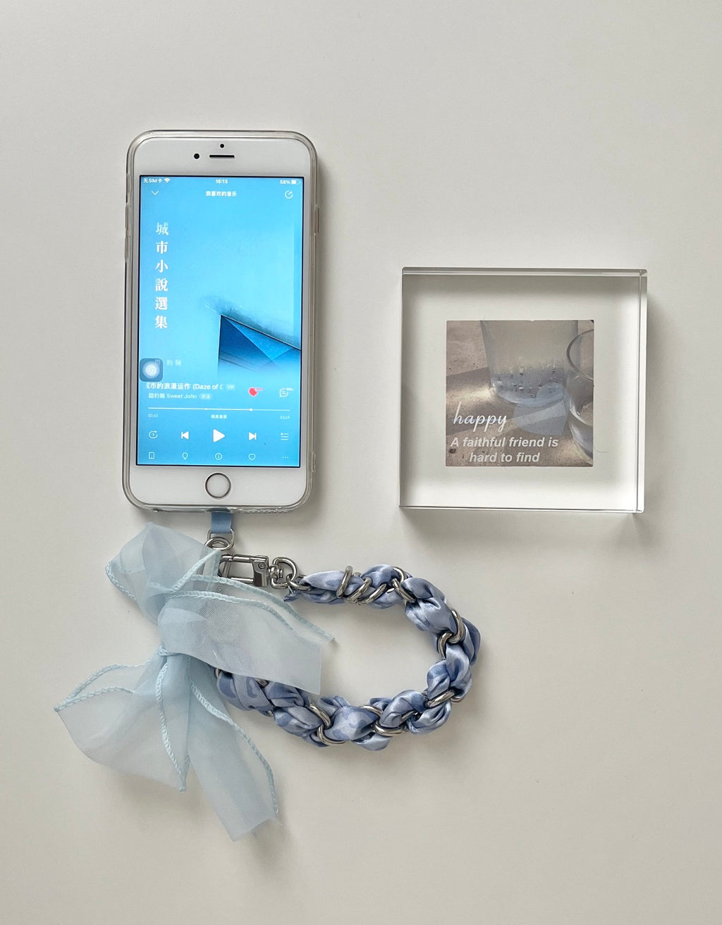 Starbucks Leopard Blue Tumblr with Phone Chain
