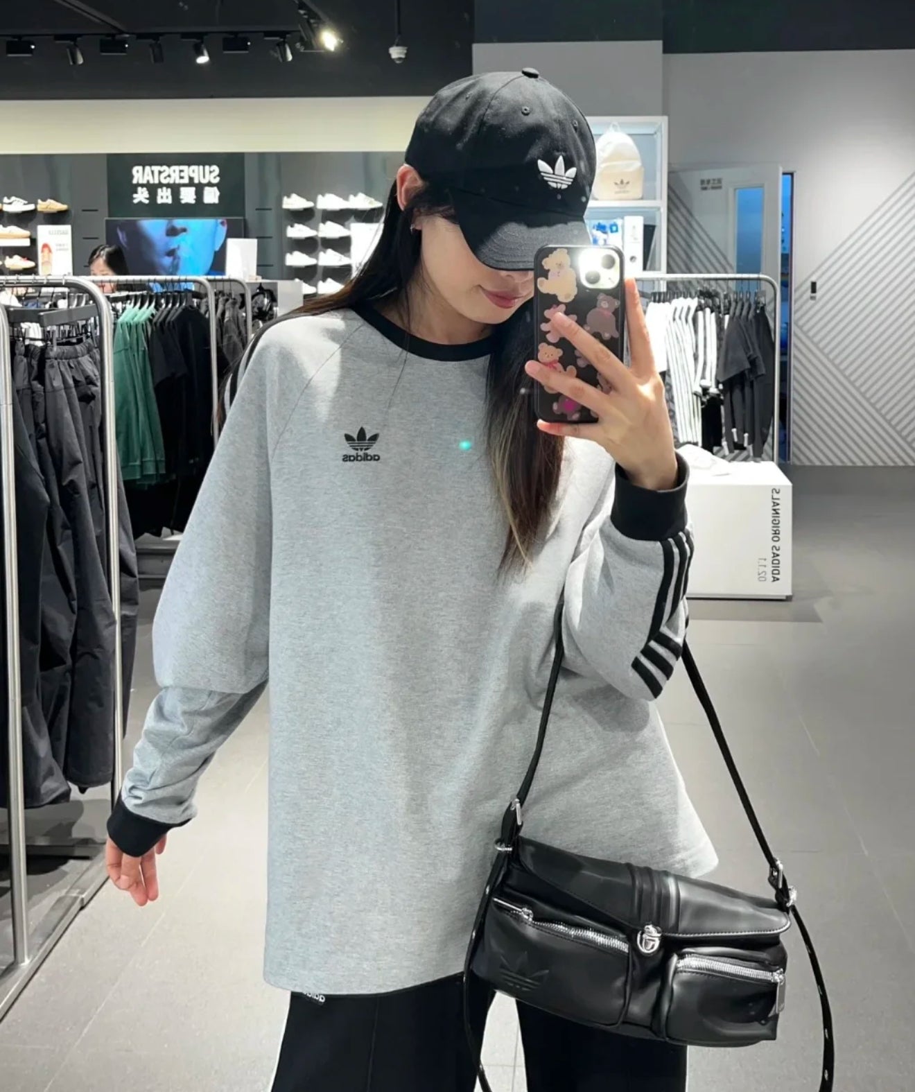 Adidas Black Leather Shoulder Bag