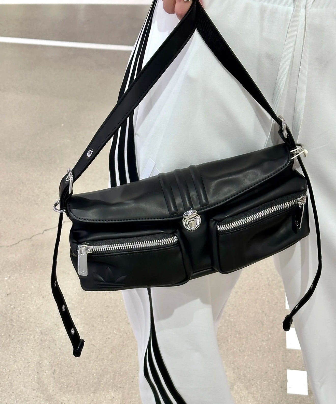Adidas Black Leather Shoulder Bag