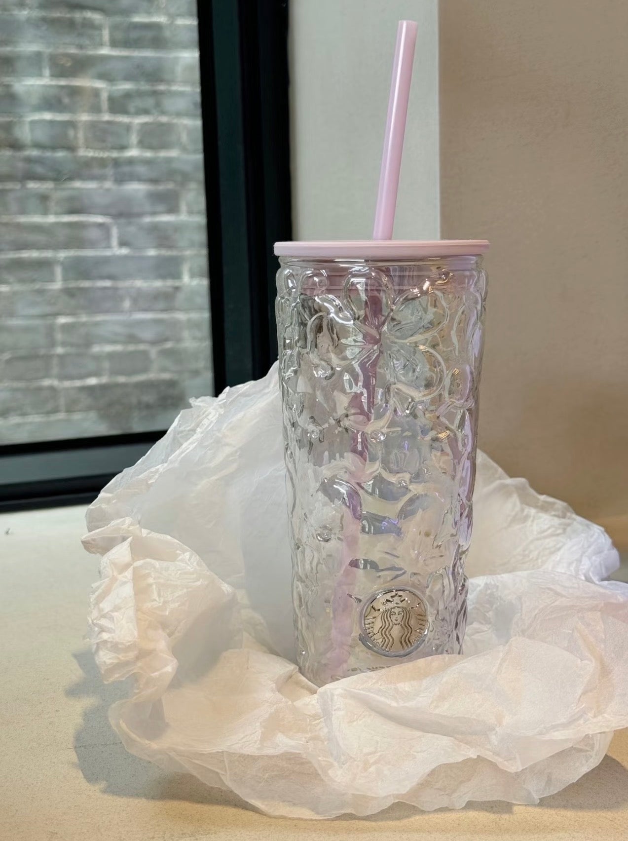 Starbucks Sakura Straw Glass Cup