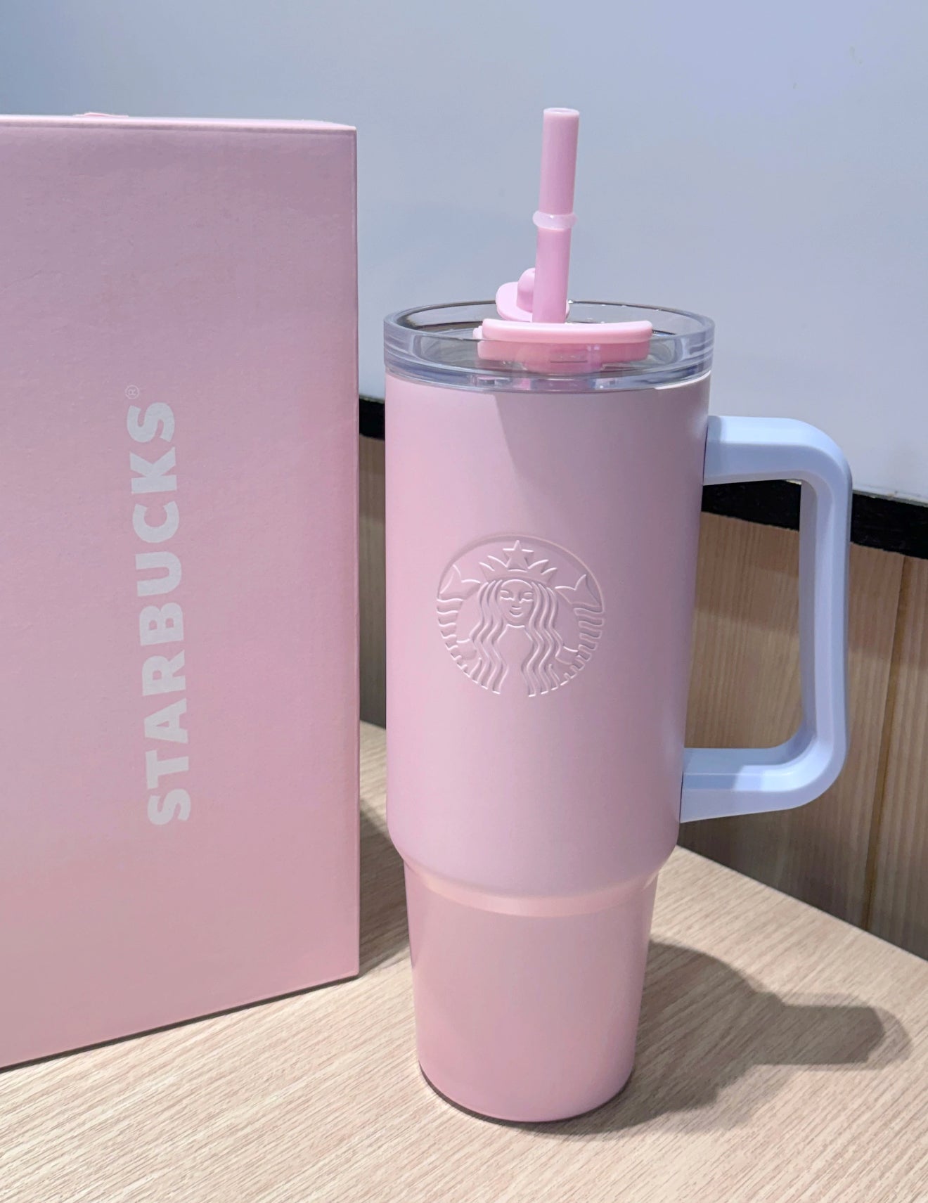 Starbucks Pink Side Handle Blue Flasks