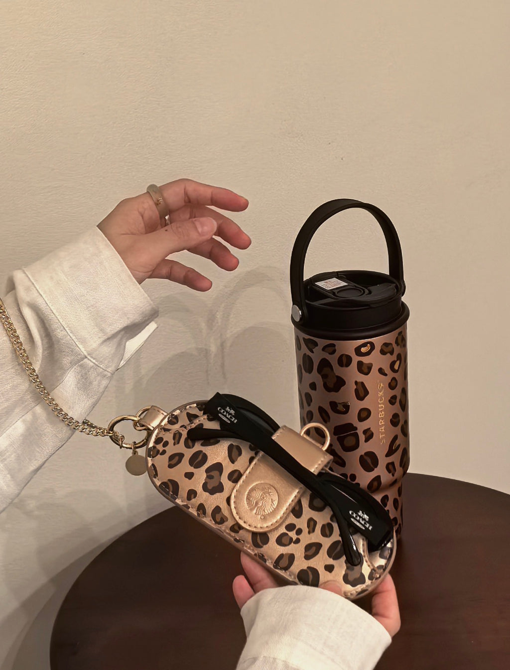 Starbucks Leopard Tumblr with Sunglasses Cover