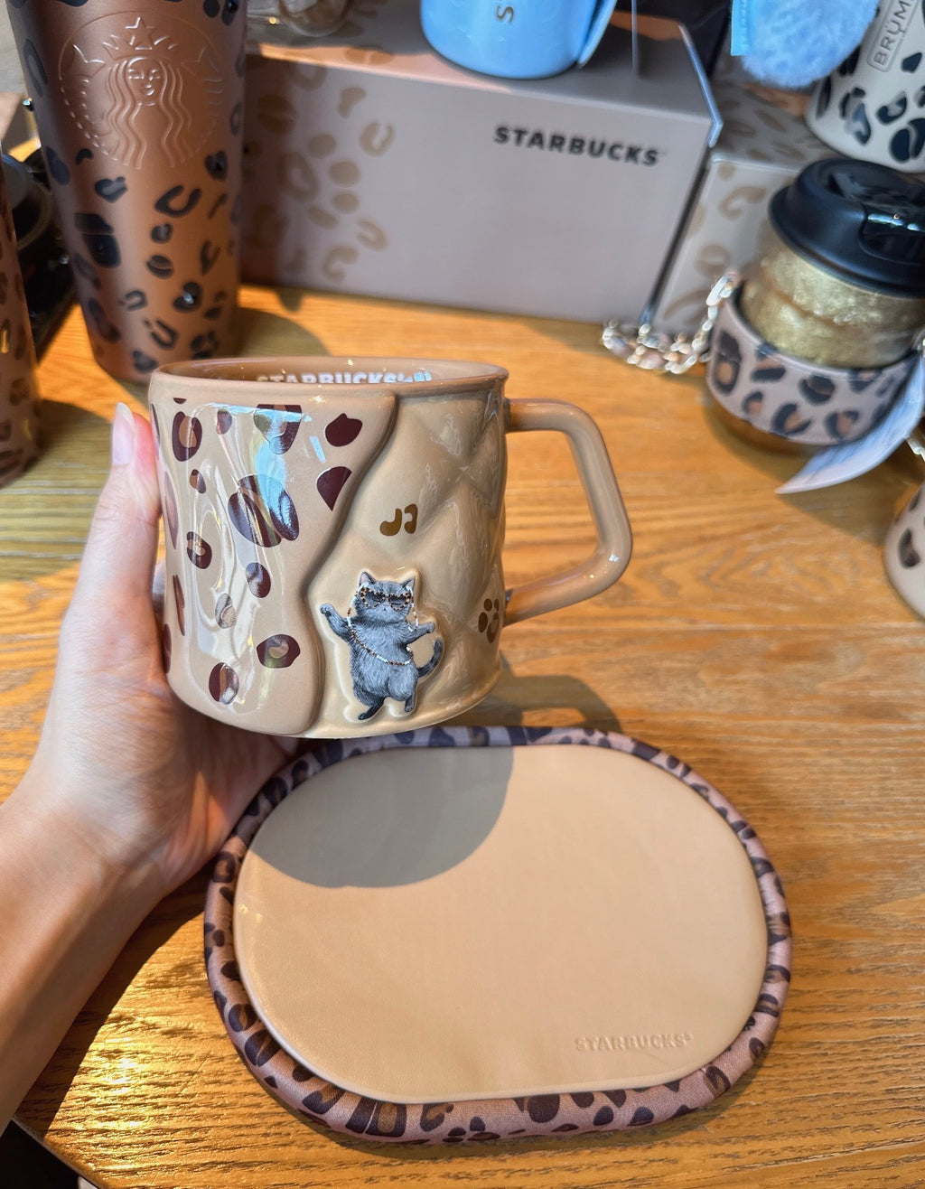 Starbucks Leopard Mug with Coaster