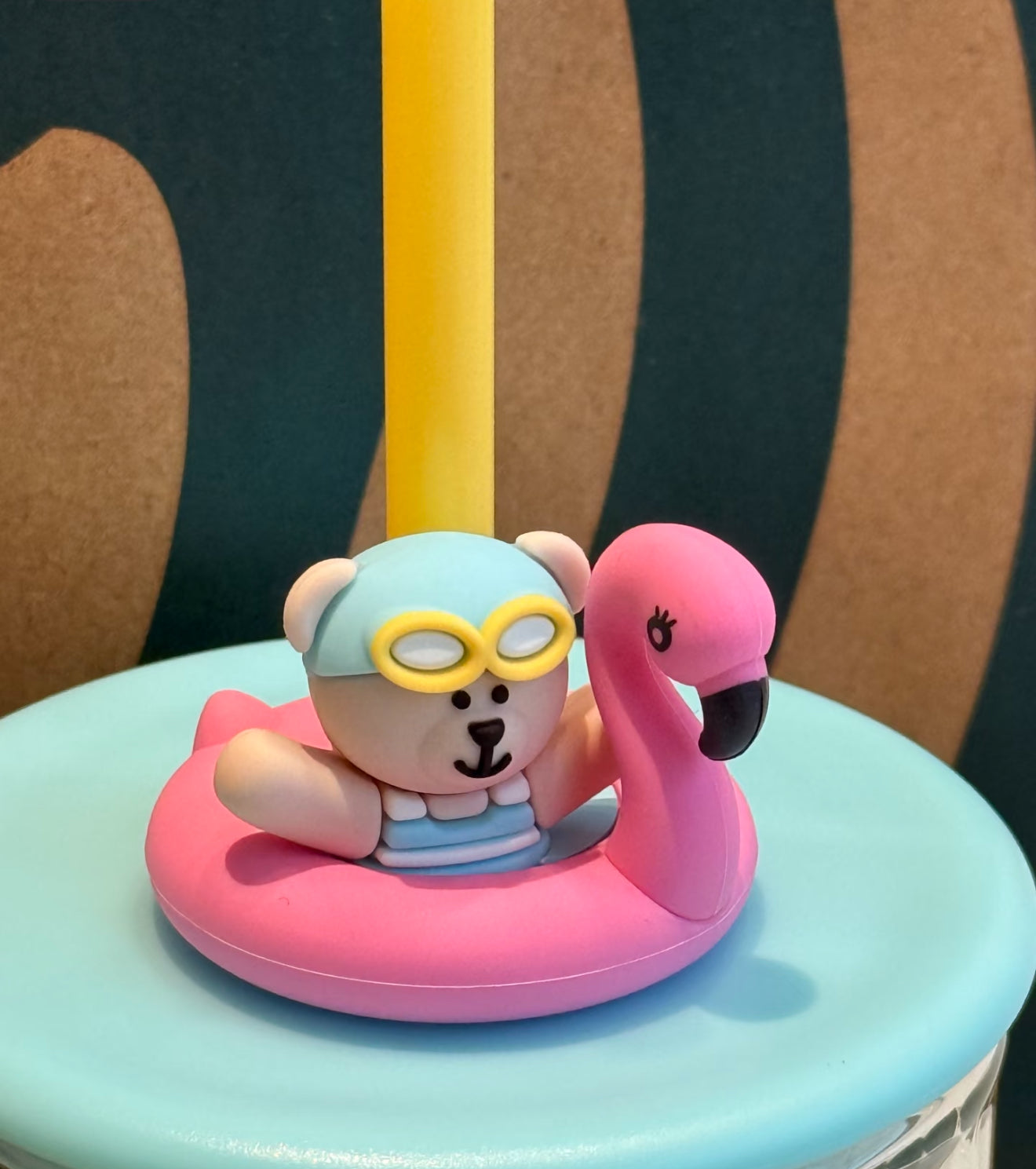 Starbucks Pool Bear Straw Glass Cup