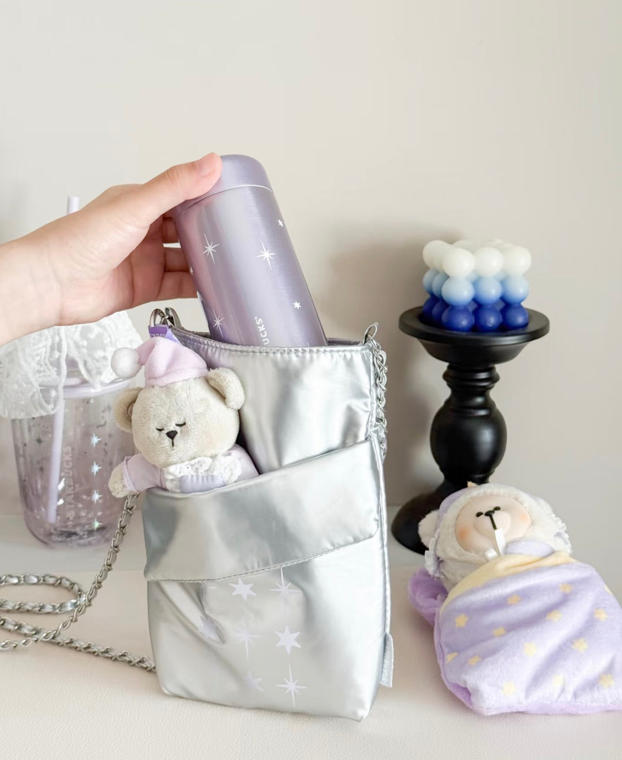 Starbucks Galaxy Tumblr with Bear Sling Pouch